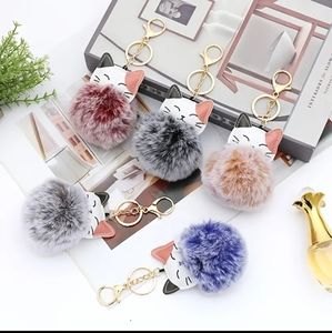 New, Cat Pom Pom Plush Keyring/Bag Charm